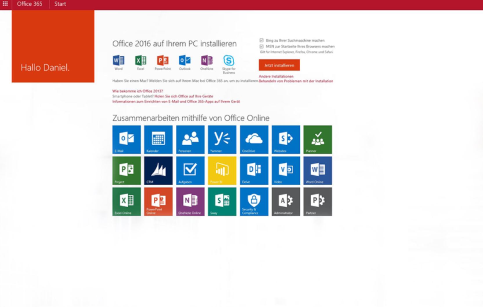 Microsoft Office_365_SAAS-Oberfläche_