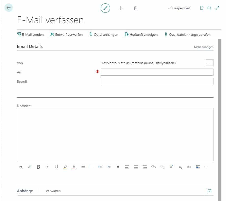 Neu: Erweiterte E-Mail-Funktionen in Business Central